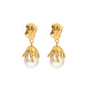 Wholesale Jewelry Titanium Steel Stainless Steel Geometric Baroque Pearl Earrings And Necklace Electroplating