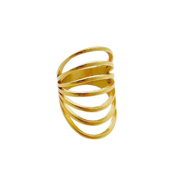 Wholesale Jewelry Titanium Steel Stainless Steel Geometric Multi Layer Line Cross Ring Electroplated Unisex Women's
