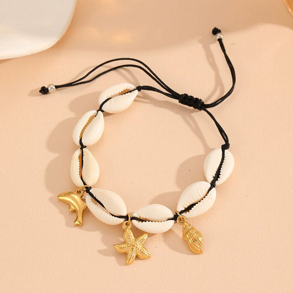 Wholesale Jewelry Titanium Steel Starfish Clown Fish Conch Pendant With Plants Flowers Pattern For Women