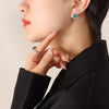 Wholesale Jewelry 316L Stainless Steel Turquoise Opalite Inlaid Cat's Eye Retro Geometric Style For Women