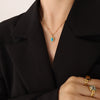 Wholesale Jewelry 316L Stainless Steel Turquoise Opalite Inlaid Cat's Eye Retro Geometric Style For Women