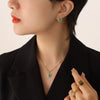 Wholesale Jewelry 316L Stainless Steel Turquoise Opalite Inlaid Cat's Eye Retro Geometric Style For Women