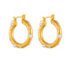 Wholesale Jewelry Titanium Steel Vacuum Plated Geometric Hammer Pattern Water Drop Unisex Earrings