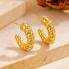 Wholesale Jewelry Titanium Steel Vacuum Plated Geometric Hammer Pattern Water Drop Unisex Earrings