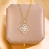 Wholesale Jewelry Titanium Steel Women's Light Luxury Clover Necklace With Real Gold Electroplated And Diamond And Flower Pendant