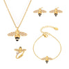 Wholesale Jewelry 316L Stainless Steel Zircon Drip Oil Industrious Little Bee Light Luxury Electroplated Necklace Bracelet Ring Earrings Set For Women