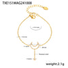 Wholesale Jewelry 316L Stainless Steel Zircon Star Geometric Style Double Clavicle Necklace And Bracelet With Electroplating Treatment