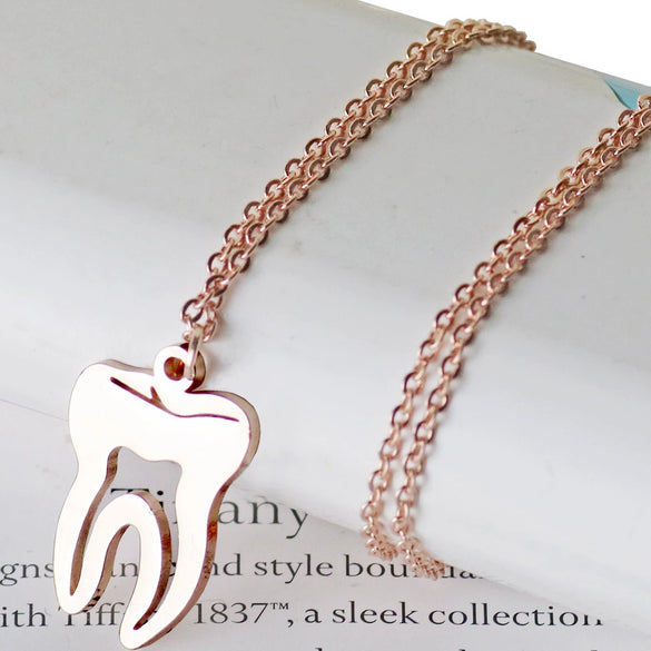 Wholesale Jewelry Tooth Pendant Human Organ Style Titanium Steel And Stainless Steel Geometric Electroplated Unisex Necklace