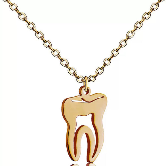 Wholesale Jewelry Tooth Pendant Human Organ Style Titanium Steel And Stainless Steel Geometric Electroplated Unisex Necklace