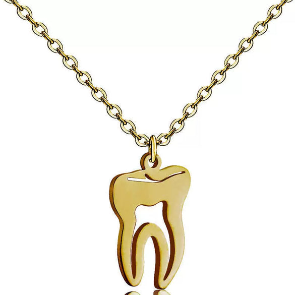 Wholesale Jewelry Tooth Pendant Human Organ Style Titanium Steel And Stainless Steel Geometric Electroplated Unisex Necklace