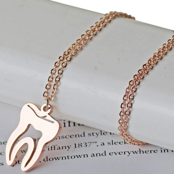 Wholesale Jewelry Tooth Pendant Human Organ Style Titanium Steel And Stainless Steel Geometric Electroplated Unisex Necklace