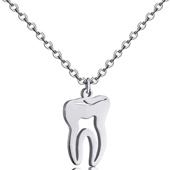 Wholesale Jewelry Tooth Pendant Human Organ Style Titanium Steel And Stainless Steel Geometric Electroplated Unisex Necklace