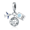 Wholesale Jewelry Travel Style Aircraft Passport Pendant 925 Sterling Silver Dripping Oil