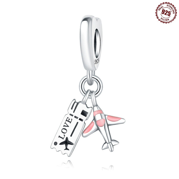 Wholesale Jewelry Travel Style Aircraft Passport Pendant 925 Sterling Silver Dripping Oil