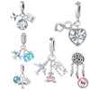 Wholesale Jewelry Travel Style Airplane 925 Sterling Silver Dripping Oil Pendant Bracelet Beads