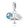 Wholesale Jewelry Travel Style Airplane 925 Sterling Silver Dripping Oil Pendant Bracelet Beads