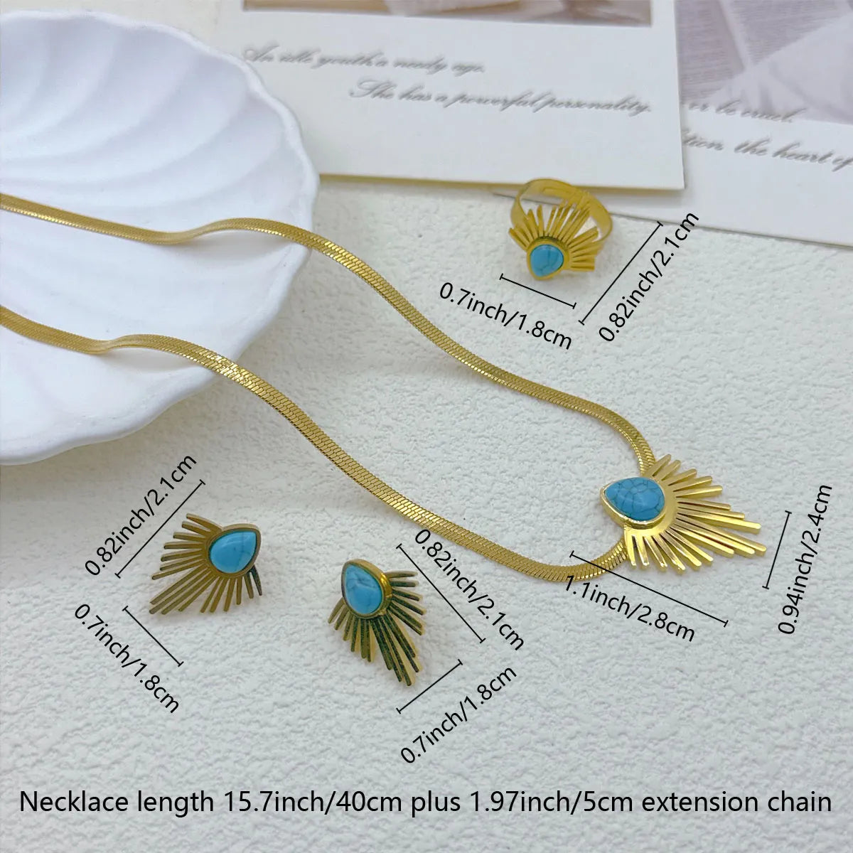 Wholesale Jewelry Tropical Leaves 304 Stainless Steel 18K Gold Plated Jewelry Set