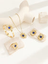 Wholesale Jewelry Tropical Simple Style Ditsy Floral Flower Titanium Steel 18K Gold Plated Inlay Jewelry Set