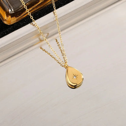 Wholesale Jewelry Tropical Simple Style Streetwear Geometric 304 Stainless Steel Artificial Rhinestones 18K Gold Plated Plating Pendant Necklace