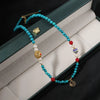 Wholesale Jewelry Turquoise Geometric Ball Chain Electroplating Mixed Gemstone Setting Women's Necklace And Bracelet
