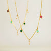 Wholesale Jewelry Turquoise Pink Crystal Amethyst Beads Multipendant Necklace Titanium Steel Electroplating Geometric Style For Women