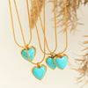 Wholesale Jewelry Turquoise 316L Stainless Steel Heartshaped Pendant Necklace Gem Inlaid
