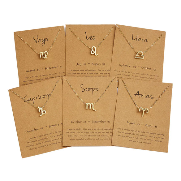 Wholesale Jewelry Twelve Constellation Symbol Inlaid Rhinestone Necklace Gooddiy
