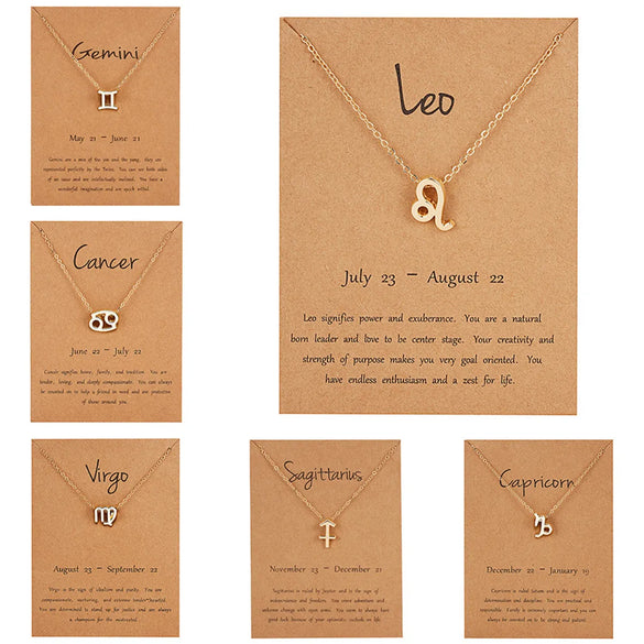 Wholesale Jewelry Twelve Constellation Symbol Inlaid Rhinestone Necklace Gooddiy