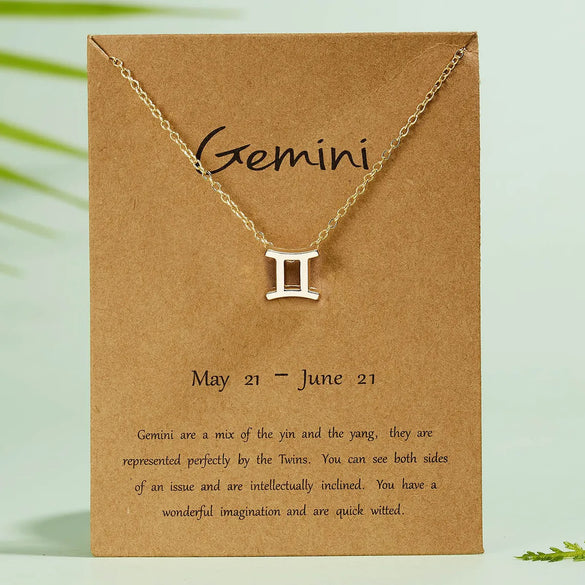 Wholesale Jewelry Twelve Constellation Symbol Inlaid Rhinestone Necklace Gooddiy