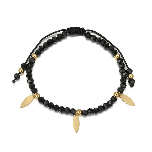 Wholesale Jewelry Unisex Black Rope Beaded Bracelets Titanium Steel Electroplating