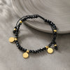 Wholesale Jewelry Unisex Black Rope Beaded Bracelets Titanium Steel Electroplating