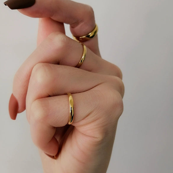 Wholesale Jewelry Unisex Couple Ring Geometric Titanium Steel Electroplated Gold Fashion