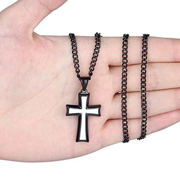 Wholesale Jewelry Unisex Cross Titanium Steel Alloy Pendant Necklace With Geometric Pattern And Electroplating Treatment