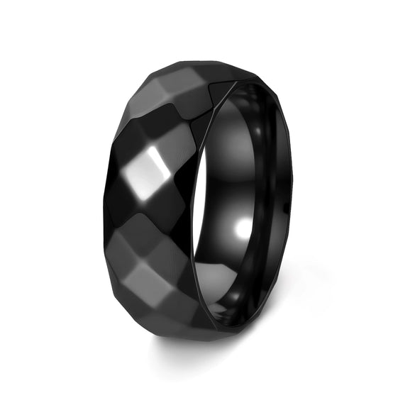 Wholesale Jewelry Unisex Multifaceted Geometric 304 Stainless Steel Frosted Ring Electroplated