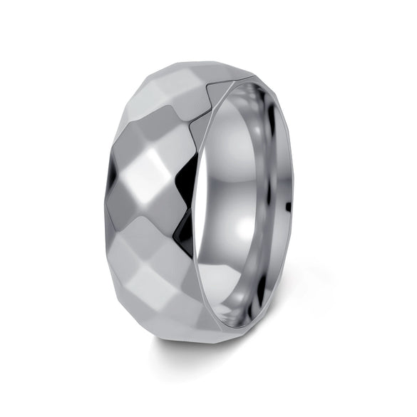 Wholesale Jewelry Unisex Multifaceted Geometric 304 Stainless Steel Frosted Ring Electroplated