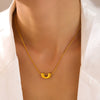 Wholesale Jewelry Ushaped Pendant 316L Stainless Steel Plated Gold Geometric Women's Earrings And Necklace Set