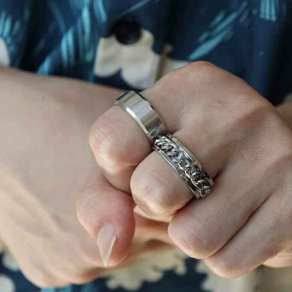 Wholesale Jewelry Ushaped Titanium Steel Chain Ring Brushed Sand Matte Electroplated For Unisex
