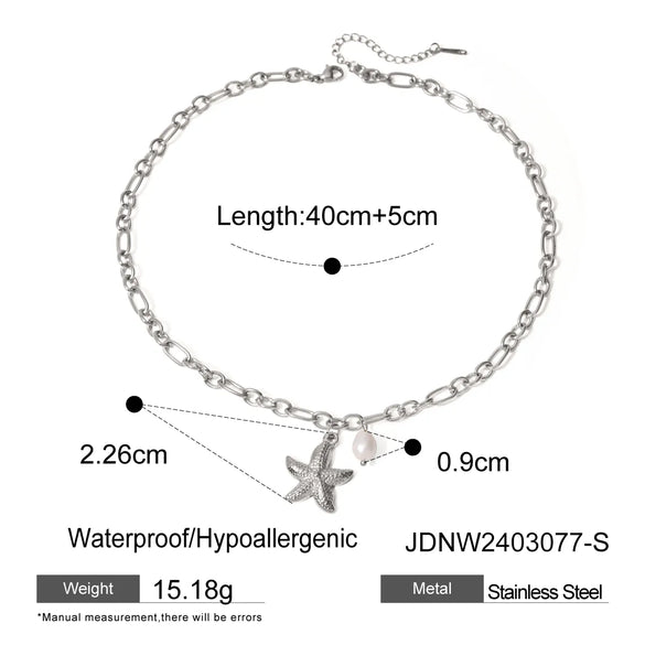 Wholesale Jewelry Vacation Beach Classic Style Starfish 304 Stainless Steel 18K Gold Plated Plating Pendant Necklace