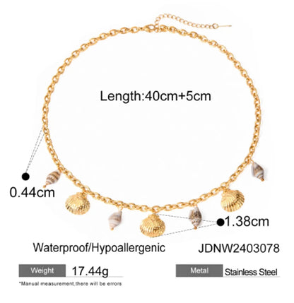 Wholesale Jewelry Vacation Beach Conch Shell 304 Stainless Steel 18K Gold Plated Inlay Necklace