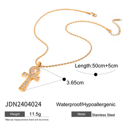 Wholesale Jewelry Vacation Beach Cross 304 Stainless Steel Pendant Necklace