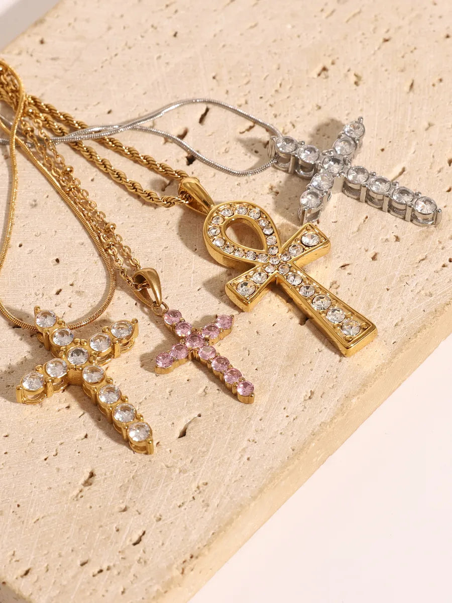 Wholesale Jewelry Vacation Beach Cross 304 Stainless Steel Pendant Necklace