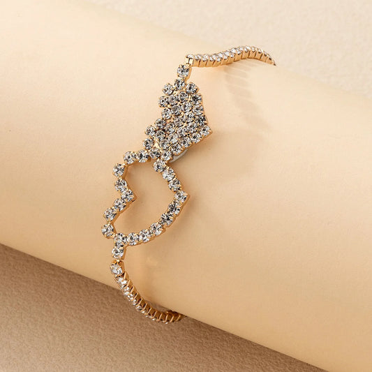 Wholesale Jewelry Vacation Beach Double Heart Heart Shape Arylic Alloy Zircon Inlay Anklet