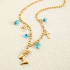 Wholesale Jewelry Vacation Beach Modern Style Heart Shape Bow Knot Titanium Steel Multi Charms Necklace Chain-Free