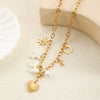 Wholesale Jewelry Vacation Beach Modern Style Heart Shape Bow Knot Titanium Steel Multi Charms Necklace Chain-Free