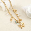 Wholesale Jewelry Vacation Beach Modern Style Heart Shape Bow Knot Titanium Steel Multi Charms Necklace Chain-Free