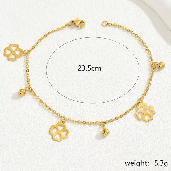 Wholesale Jewelry Vacation Beach Simple Style Flower 201 Stainless Steel 18K Gold Plated Hollow Out Anklet