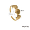 Wholesale Jewelry Vacation Beach Simple Style Shell 304 Stainless Steel 18K Gold Plated Open Rings