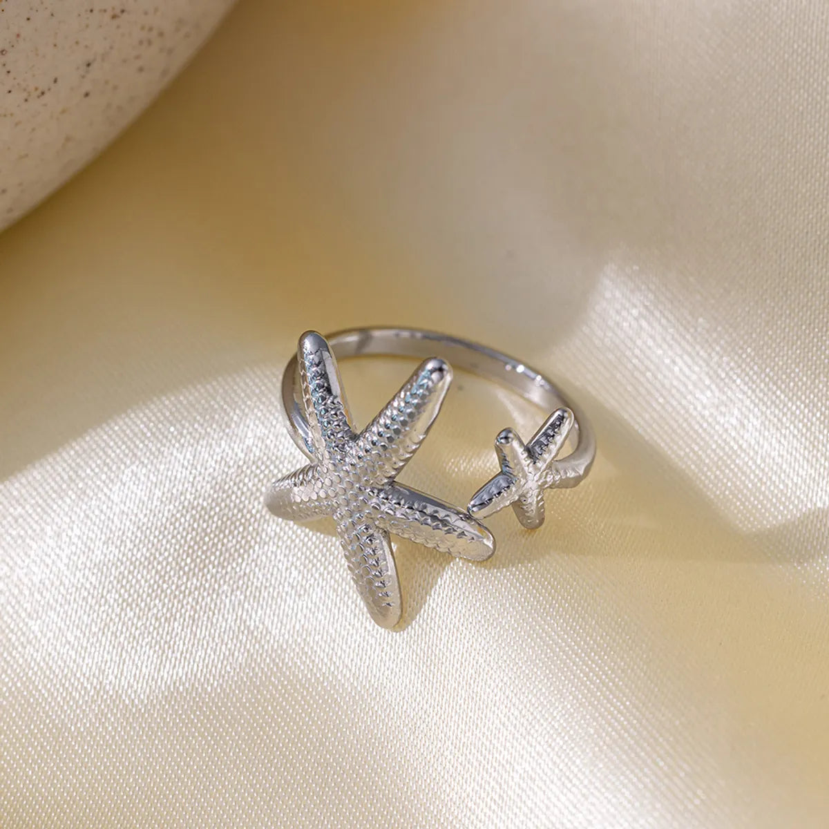 Wholesale Jewelry Vacation Beach Starfish 304 Stainless Steel 18K Gold Plated Polishing Plating Open Rings