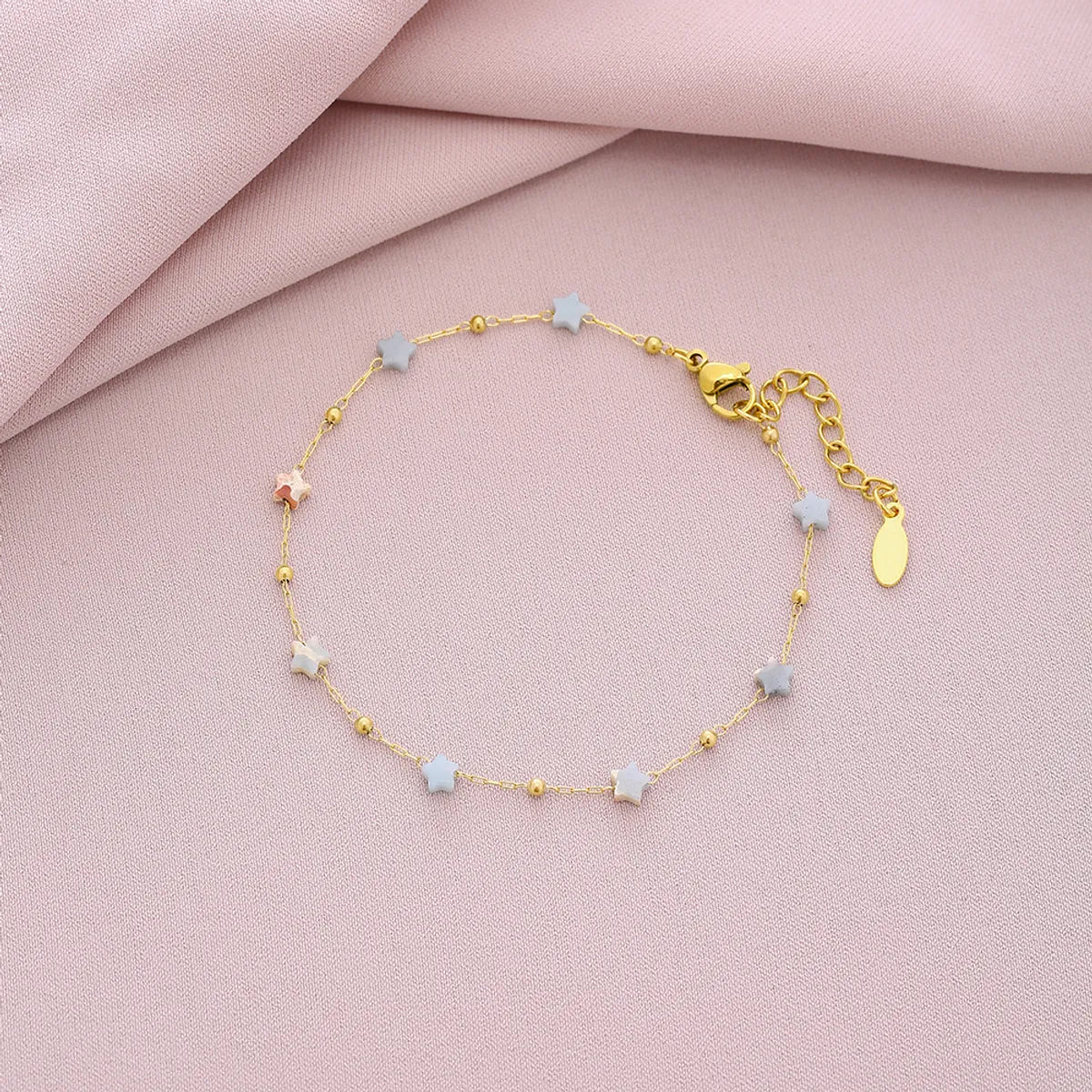 Wholesale Jewelry Vacation Beach Sweet Star Heart Shape 304 Stainless Steel 18K Gold Plated Plating Anklet