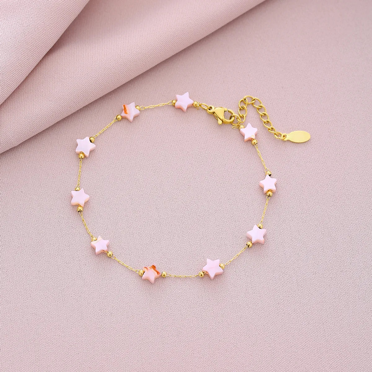 Wholesale Jewelry Vacation Beach Sweet Star Heart Shape 304 Stainless Steel 18K Gold Plated Plating Anklet